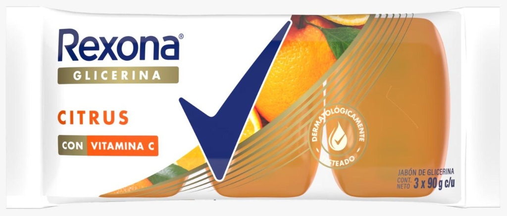 REXONA JABON GLICERINA CITRUS x3 90gr x36