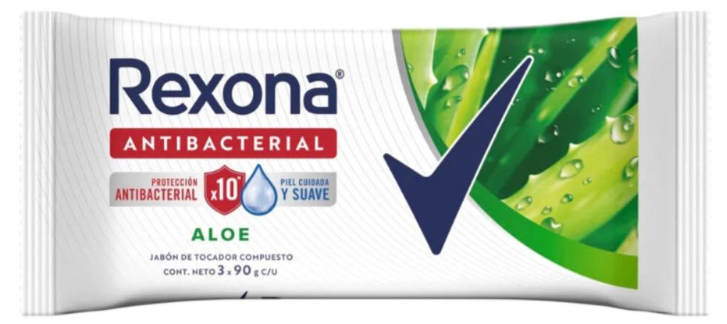 REXONA JABON ANTIBACTERIAL ALOE x3 90gr x36