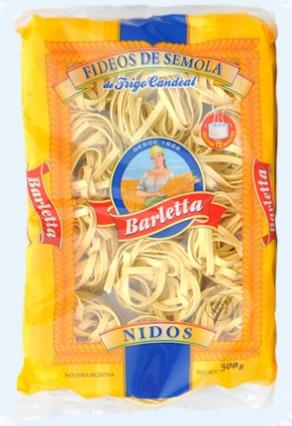 BARLETTA FIDEOS NIDO SEMOLADOS 500gr x10