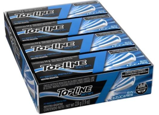 DISPLAY TOPLINE CHICLE SEVEN MENTOL 14gr x16d (B/20)