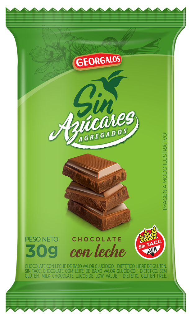 DISPLAY GEORGALOS CHOCOLATE SIN AZUCAR X30GR X12U(