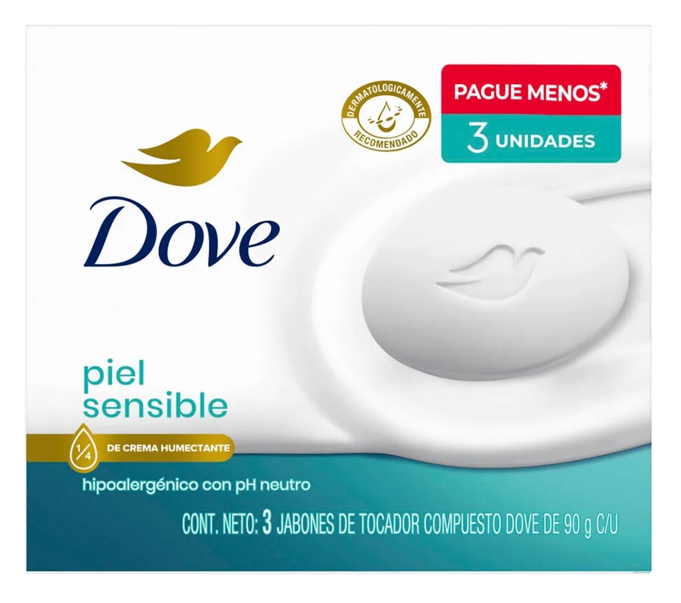 DOVE JABON PIEL SENSIBLE X3 90g x16