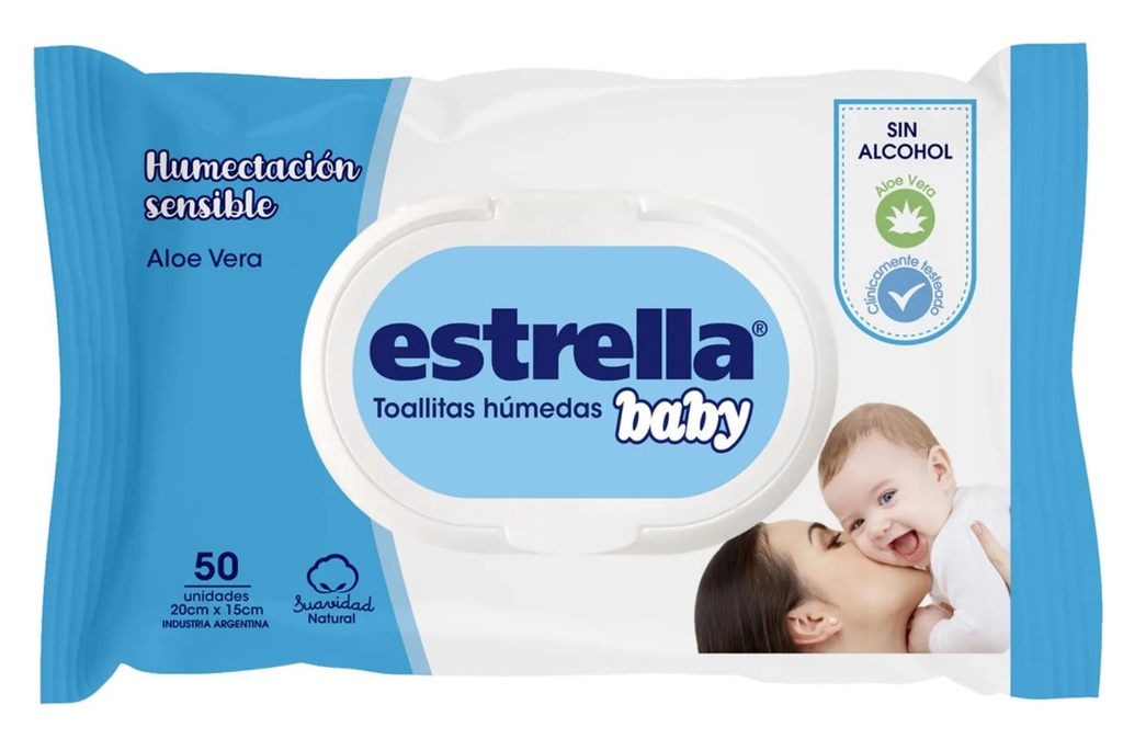ESTRELLA BABY TOALLITAS HUM H SENSIBLE 50u X18