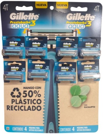 DISPLAY GILLETTE 3 FILOS AQUA HOMBRE x8 (12/B)