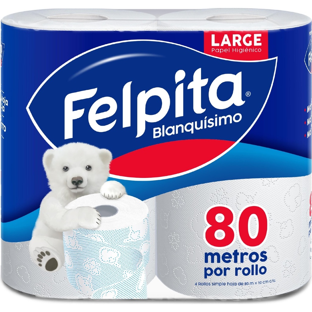 PAPEL HIGIENICO FELPITA 80mt x4 x10