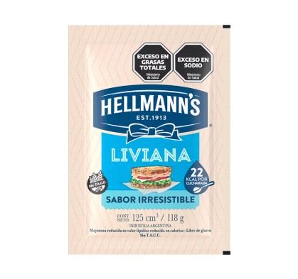 HELLMANS MAYONESA LIVIANA SACHET 118gr x40