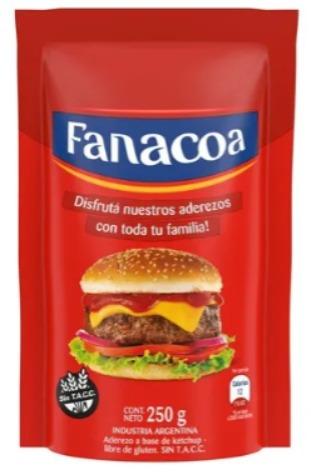 FANACOA KETCHUP S/TACC DP 250gr x24