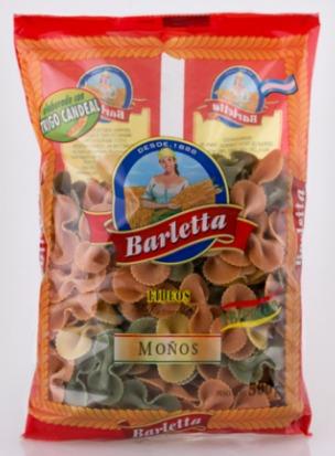 BARLETTA FIDEOS MOÑOS TRICOLOR 500gr x12