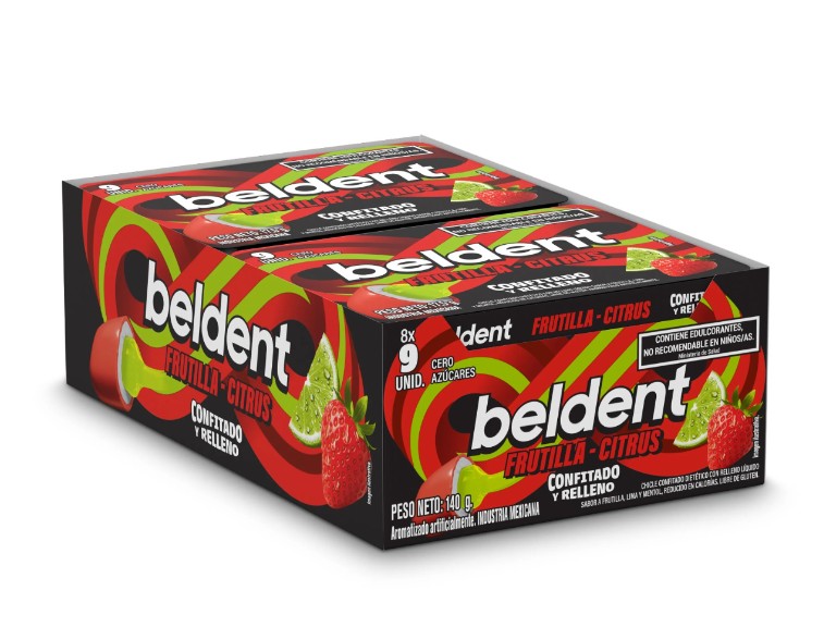 DISPLAY BELDENT TWIST FRUTILLA RELLE/CONFITADO  17.5gr x8u (B/18)