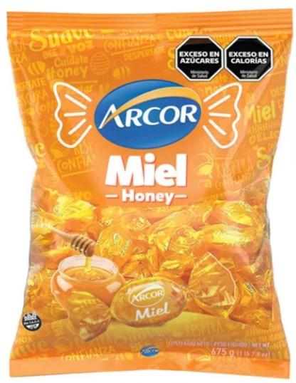 ARCOR CARAMELOS RELLENOS MIEL 675gr x6