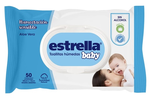 [3443] ESTRELLA BABY TOALLITAS HUM H SENSIBLE 50u X18