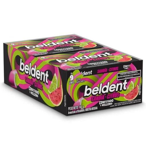 [4554] DISPLAY BELDENT TWIST SANDIA RELLE/CONFITADO 17.5gr x8u (B/18)