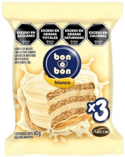 [4698] BON O BON ALFAJOR TRIPLE BLANCO 60g x21u