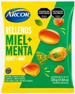[4745] ARCOR CARAMELOS RELLENOS MIEL+MENTA 335gr x12