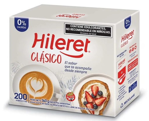[1989] ENDULZANTE HILERET CLASICO FORTE 8X200 Sobrecitos.