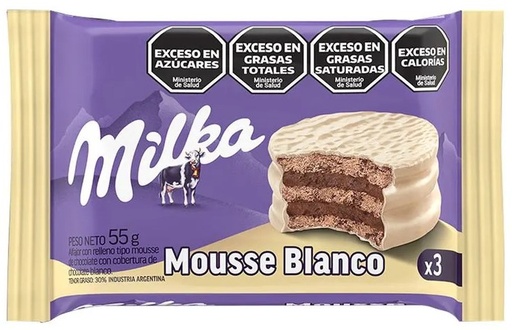[689] ALFAJOR MILKA MOUSSE TRIPLE BLANCO 36U X 55 GRS.