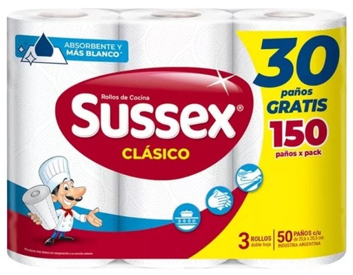 [726] ROLLO DE COCINA SUSSEX CLASICO X3