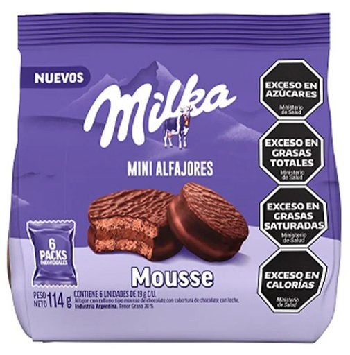 [3452] MILKA MOUSSE MINI ALFAJOR 114gr x16
