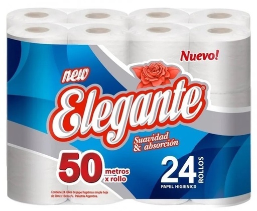 [3479] ELEGANTE PAPEL HIG BCO x24 50mt x1