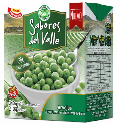 [3803] ARVEJAS SABORES DEL VALLE 12X340G