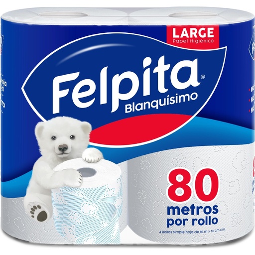 [3906] PAPEL HIGIENICO FELPITA 80mt x4 x10