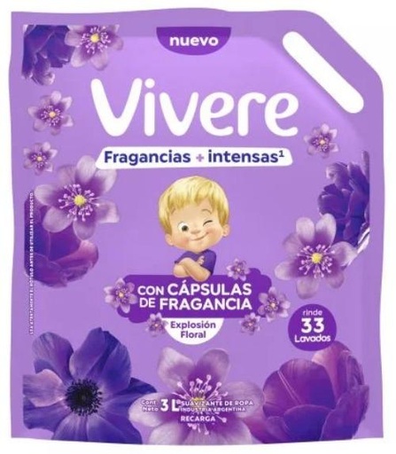 [3982] VIVERE SUAVIZANTE MAS INTENSO EXP FLORAL DP 3L x4