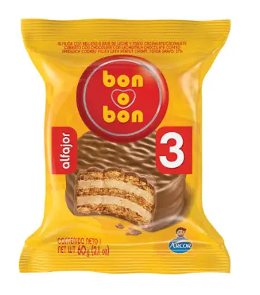 [1083] ALFAJOR BON O BON TRIPLE NEGRO x 60g x21